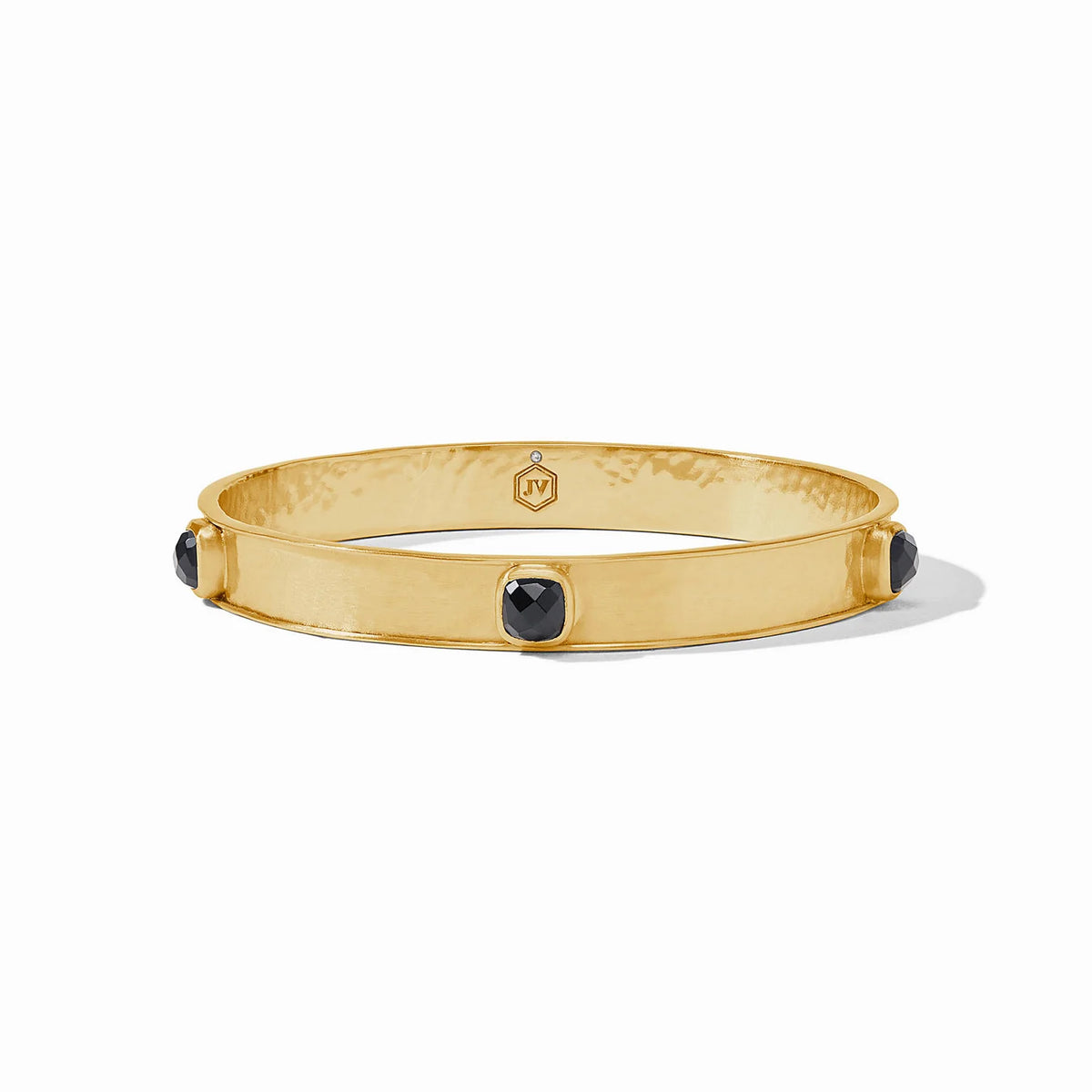 Catalina Stone Bangle- Gold- Iridescent Aquamarine Blue