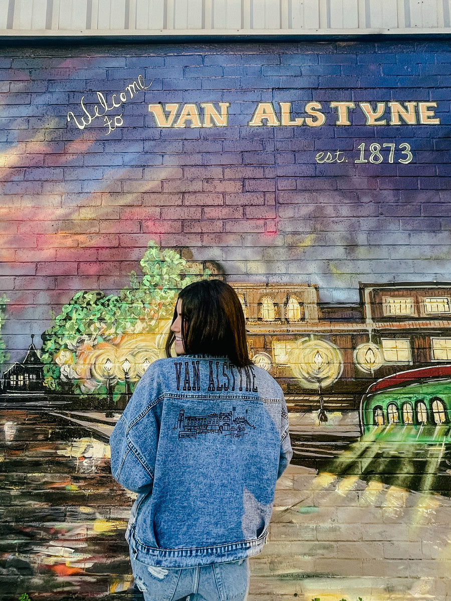 Van Alstyne Custom Skyline Boyfriend Denim Jacket Honeysuckle Rose