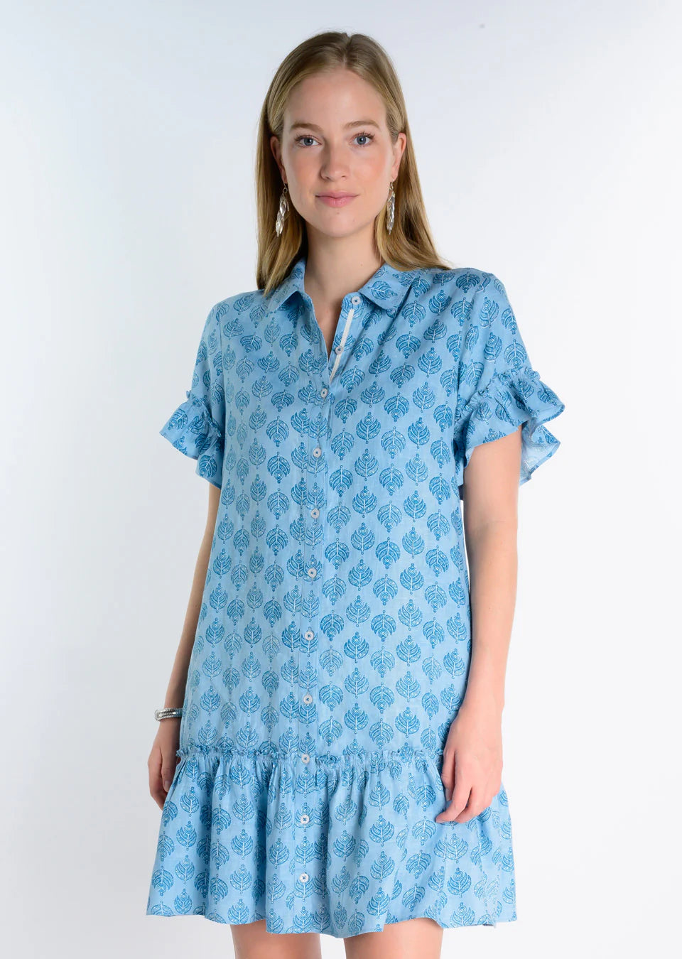 flounce-hem t-shirt dress Coastalina Flounce Linen Shirt Dress