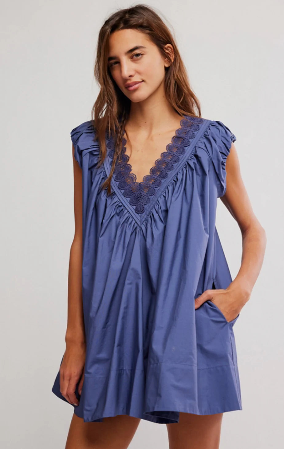Free People ビンテージフローラルフレアスリーブチュニックワンピース Freya Crochet One-Piece | Free People