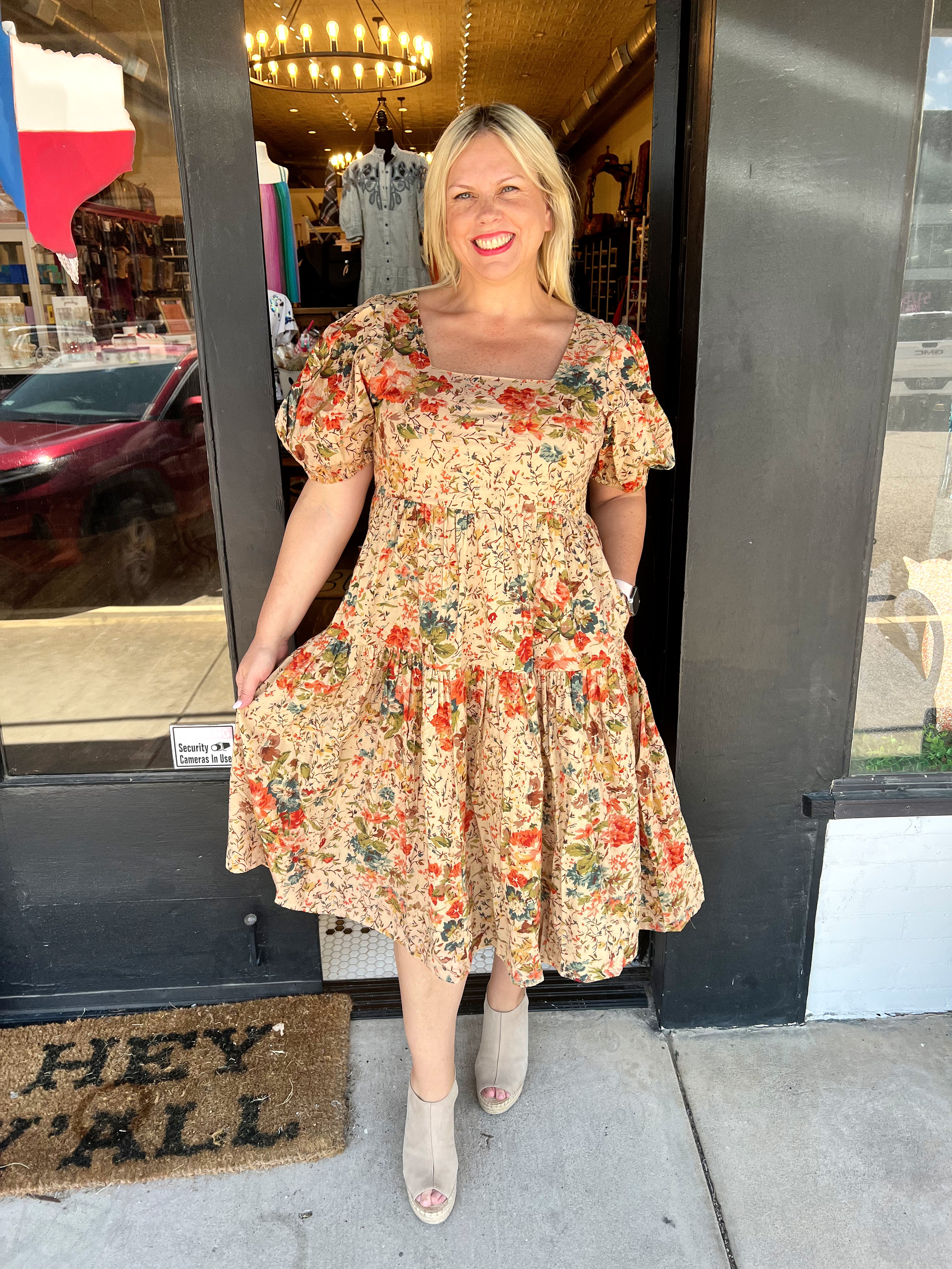 Floral Eyelet Midi dress S Floral Eyelet Midi dress S